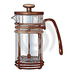 Glass coffee maker, stock vector illustration