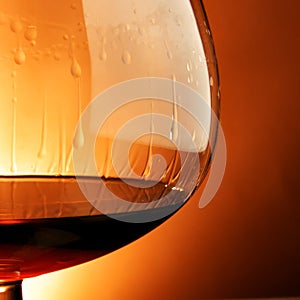 Glass of cognac close-up