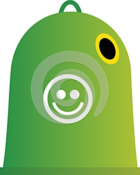 Glass cointainer in green with smile emoji in white