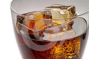 Glass of cola drink with ice