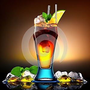 glass of cola with ice, coke, cuba libre