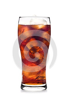 Glass of cola with ice cubes