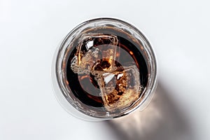 Glass cola ice top view. Generate Ai