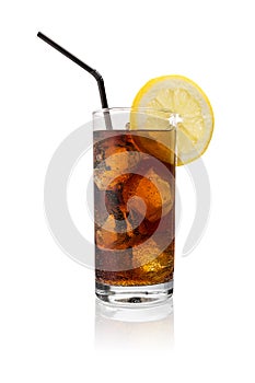 Glass cola softdrink with ice