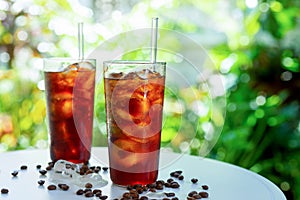 Glass of cold brew coffee with iced