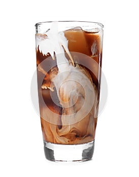 Glass with cold brew coffee and milk photo
