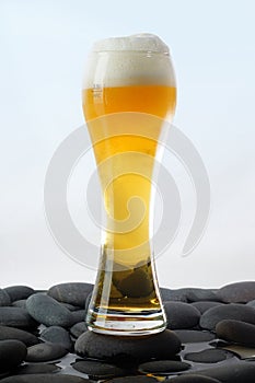 Glass of cold light beer