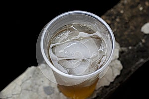 a glass of cold tea in the daylight