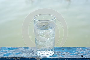 Glass cold water with ice