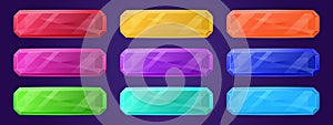 Glass color rectangular buttons for game