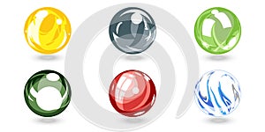 Glass colored balls. Set of glass balls. Vector illustration