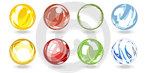 Glass colored balls. Set of glass balls. Vector illustration