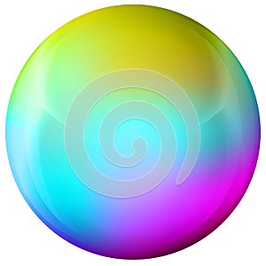 Glass colorful ball or precious pearl. Glossy realistic ball, 3D abstract vector illustration highlighted on a white