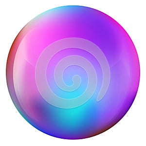 Glass colorful ball or precious pearl. Glossy realistic ball, 3D abstract vector illustration highlighted on a white