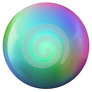 Glass colorful ball or precious pearl. Glossy realistic ball, 3D abstract vector illustration highlighted on a white