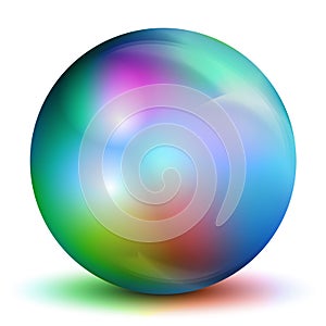 Glass colorful ball or precious pearl. Glossy realistic ball, 3D abstract vector illustration highlighted on a white