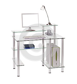 Glass computer desk