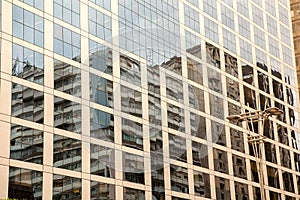 Glass and concrete facade on a modern corporate skycraper building in Brazil photo