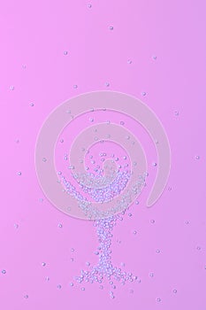 A glass consisting of beads on a pink background