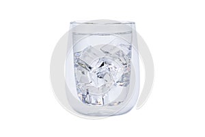 Glass of cool water with cube ice isolated on white background and clipping path