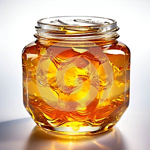 glass corrugated jar full of fresh honey