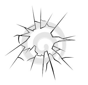 Glass cracked vector illustration. broken window sketch vector