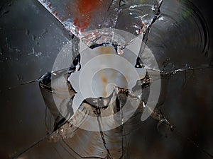 Glass cracks splinters