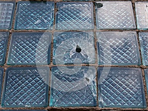 Glass cracks splinters broken