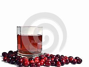 Glass of Cranberry Juice Isolated on White