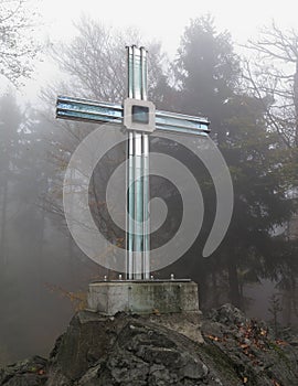Glass cross near Furth im Wald in Bayerischer Wald photo