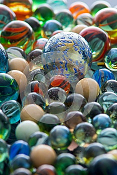 Glass, crystal marbles. Multi color