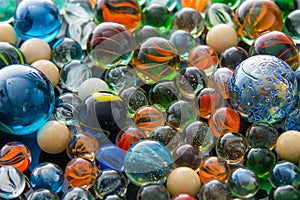 Glass, crystal marbles. Multi color