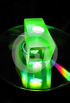 Glass cube in laser beam