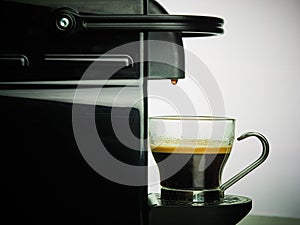 Glass Cup Coffee Espresso Machine Maker Pouring