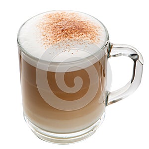 Glass cup mix latte coffee foam