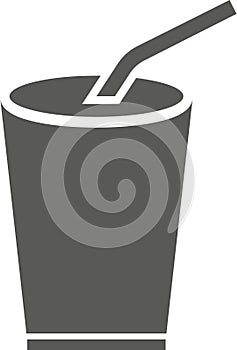 Glass cup of soda with a straw isolated on a white background.