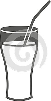 Glass cup of soda with a straw isolated on a white background.