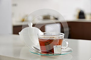 Glass cup of tea