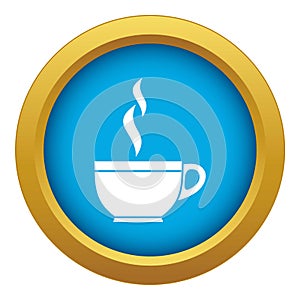 Glass cup of tea icon blue vector isolated