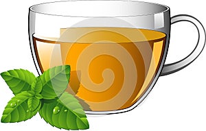 Vaso taza de té menta hojas 