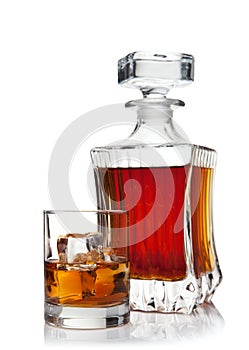 Glass and decanter of brandy