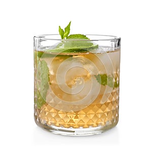 Glass of delicious mint julep cocktail