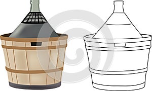 glass demijohn containing and transport of wine-