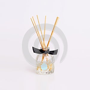 Glass diffuser with aroma isolated on white background