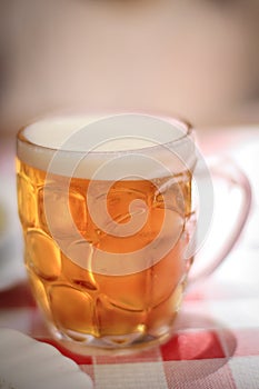 Glass dimpled beer mug
