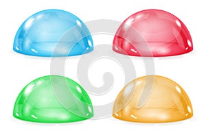 Glass dome. Colored shiny transparent semi spheres photo