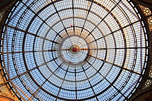 Glass dome of Galleria in Milan, Italy