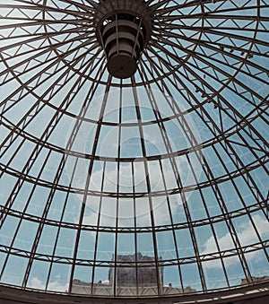 Glass dome roof in a shopping mall