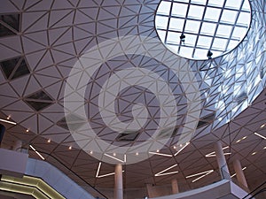 Glass dome in a shopping mall