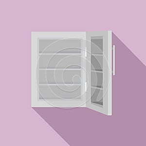 Glass door fridge icon, flat style